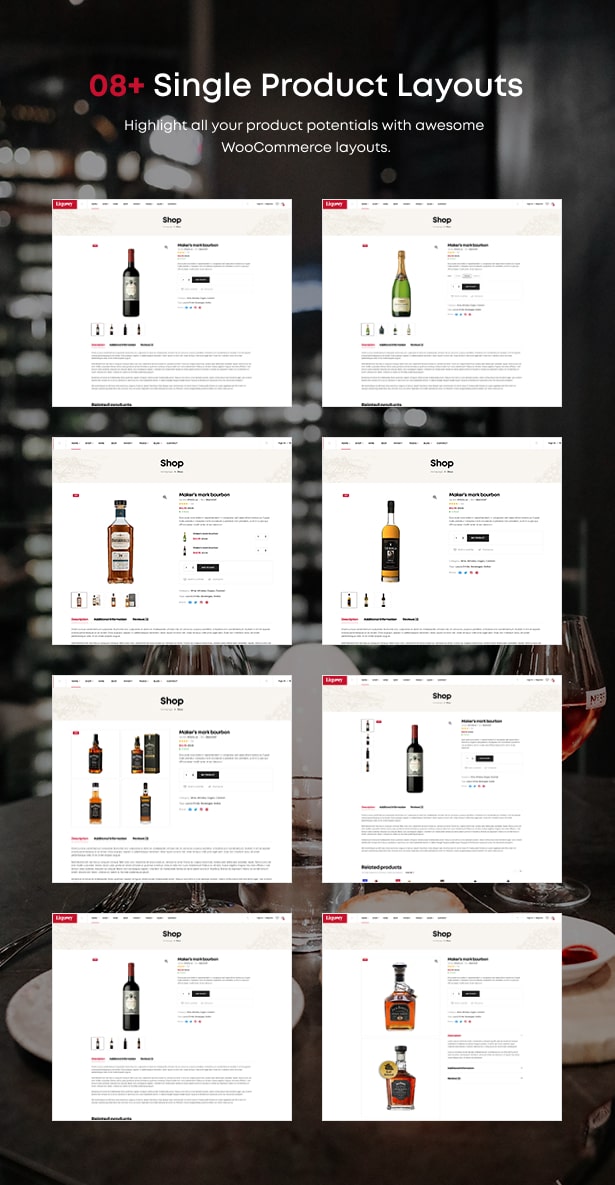 Liquory Drink Wine WordPress Theme Product Page